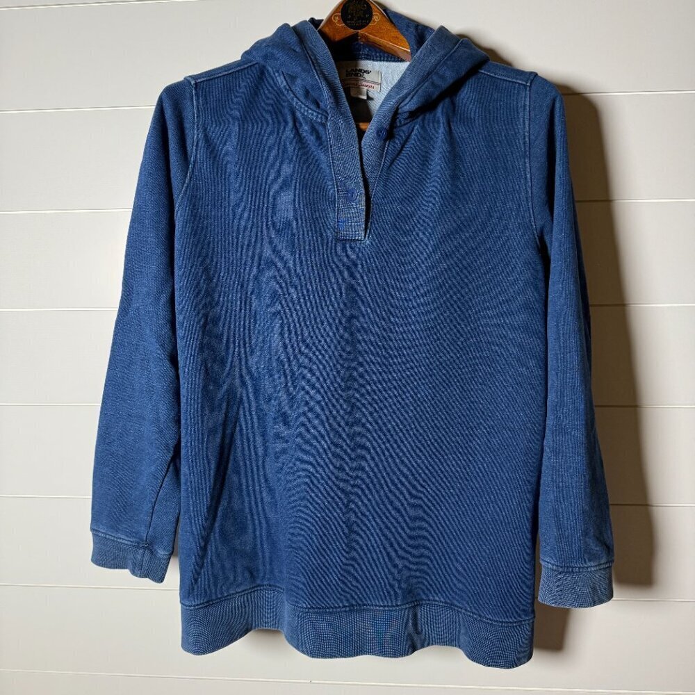 Lands' End Serious Sweats Size Large (14-16) Denim Blue Color Hoodie